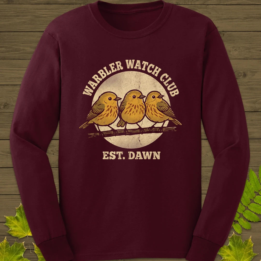 Warbler Watch Club Long Sleeve Maroon