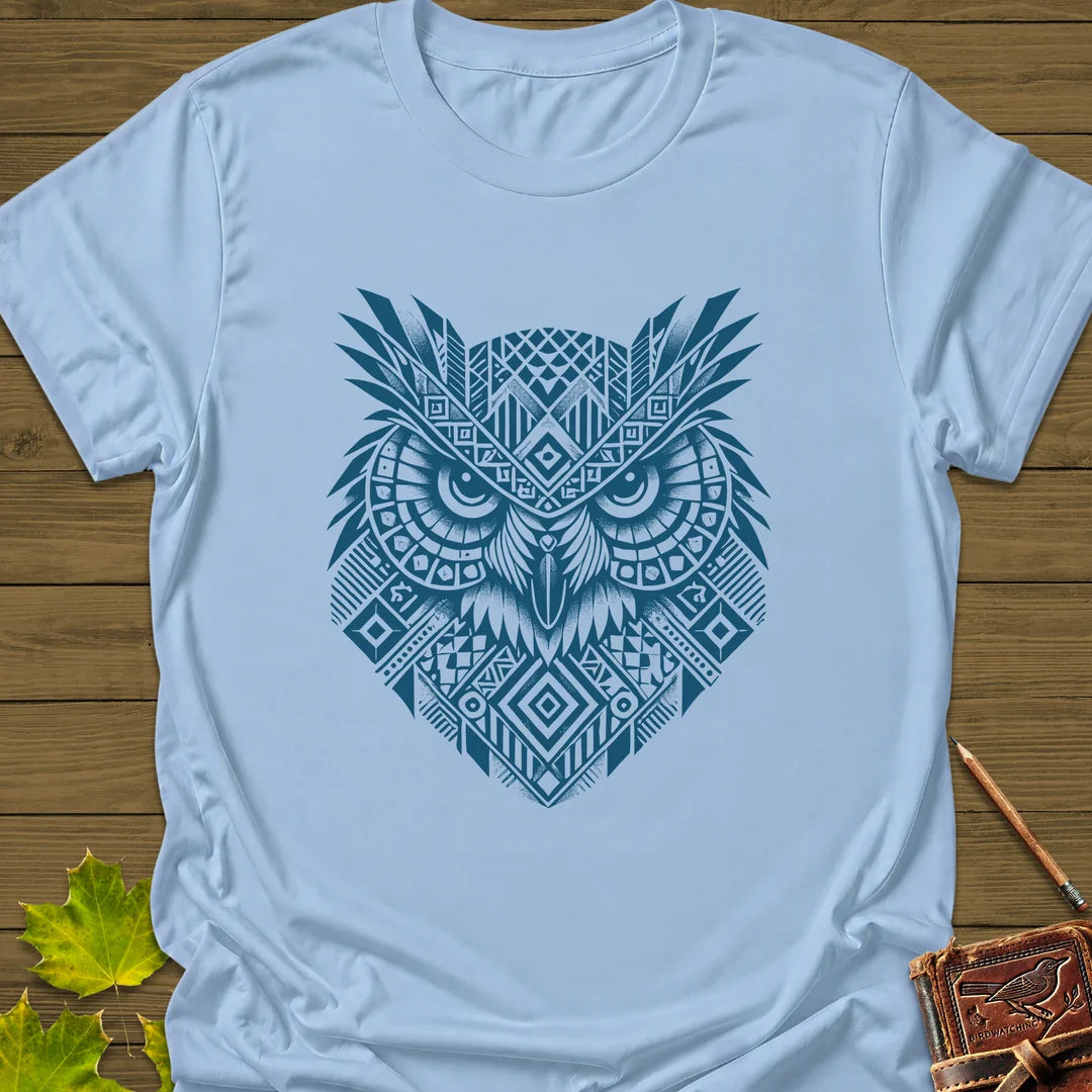 Geometric Owl T-Shirt in Light Blue