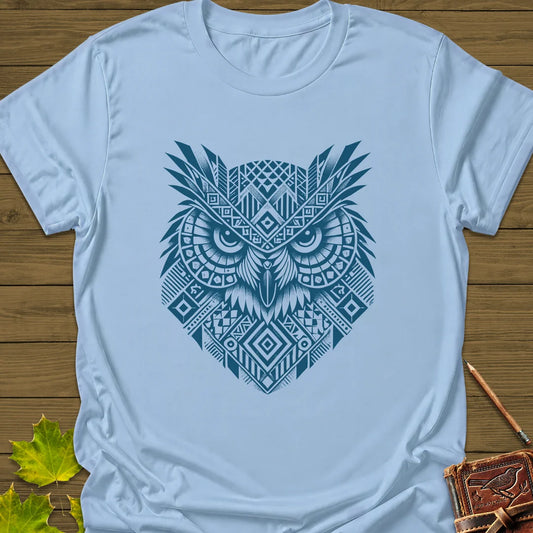 Geometric Owl T-Shirt in Light Blue