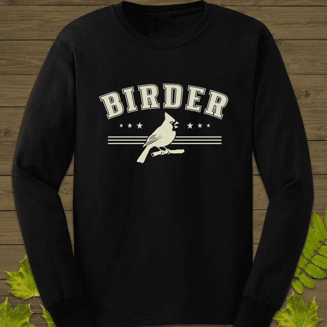 Retro Birder Logo Long Sleeve in Black