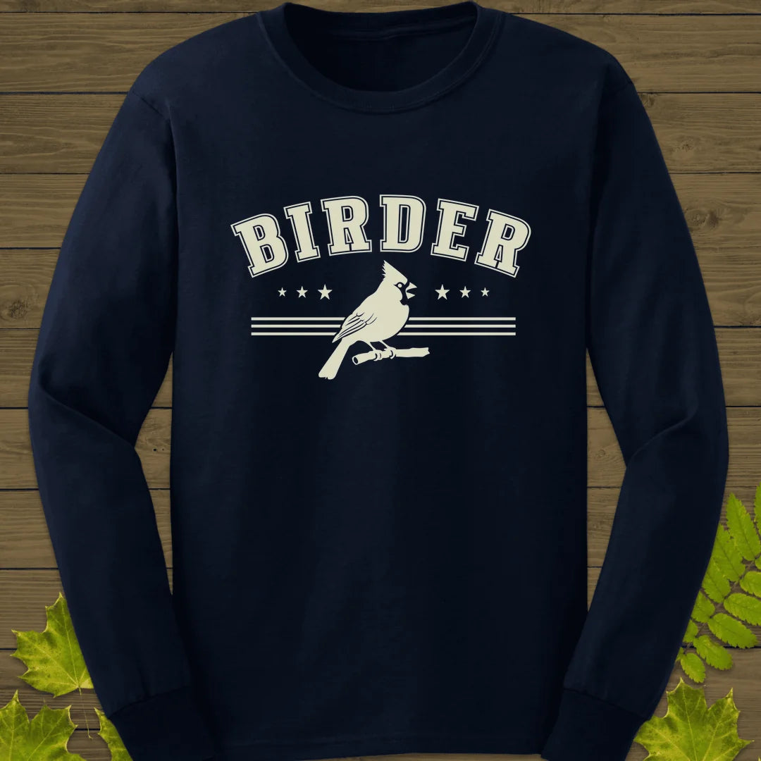Retro Birder Logo Long Sleeve in Navy