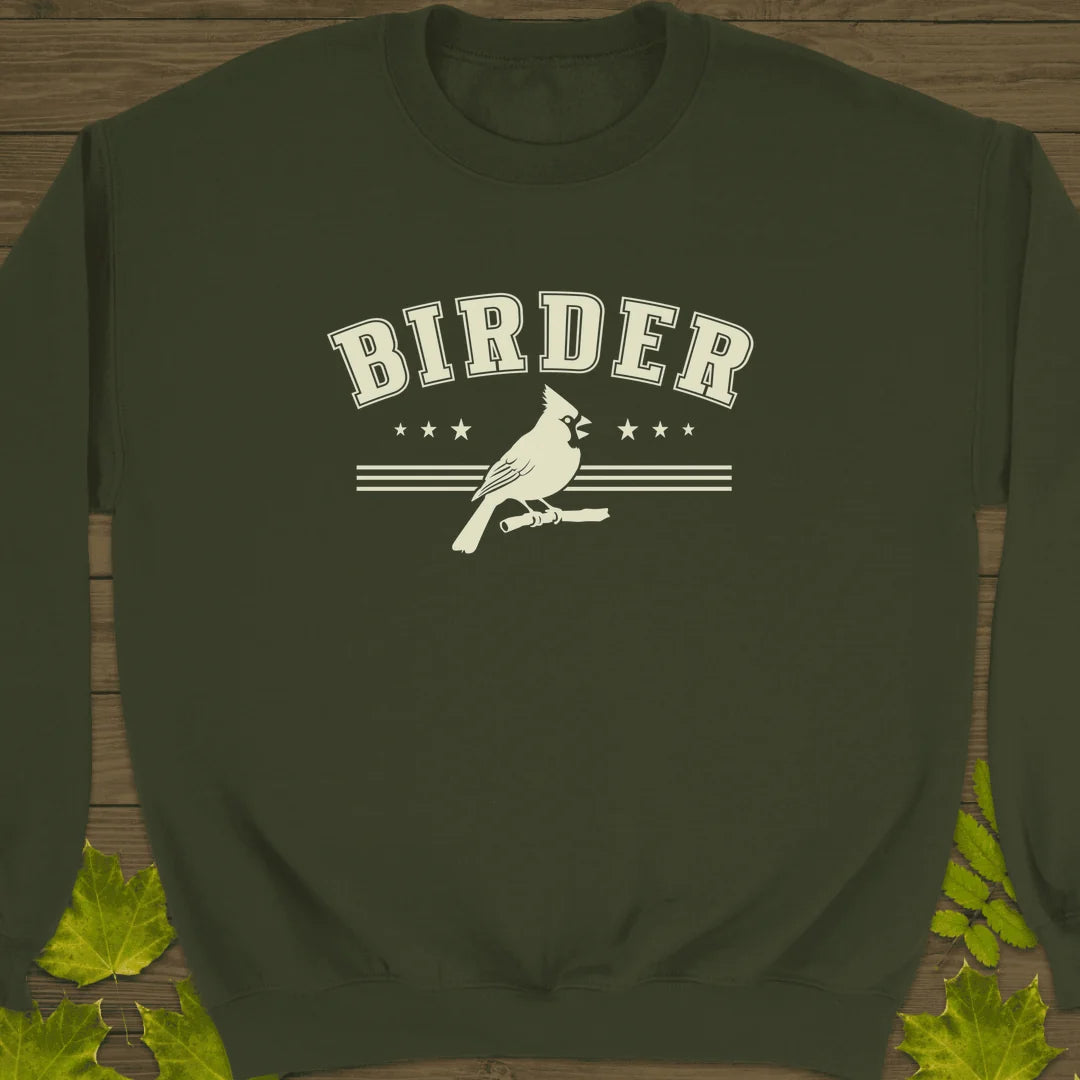 Retro Birder Logo Sweatshirt in Military Green