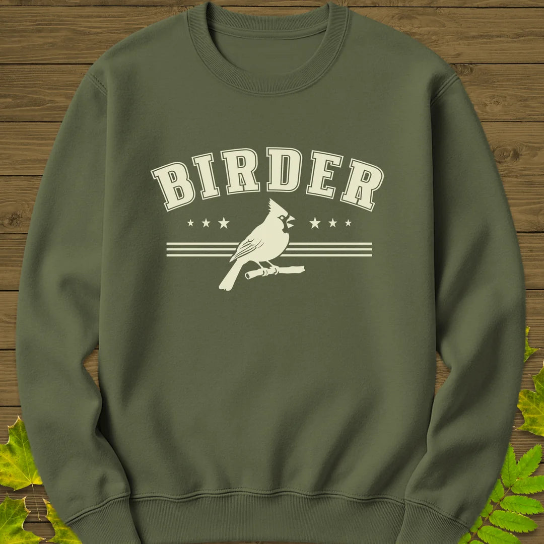 Retro Birder Logo Sweatshirt in Military Green