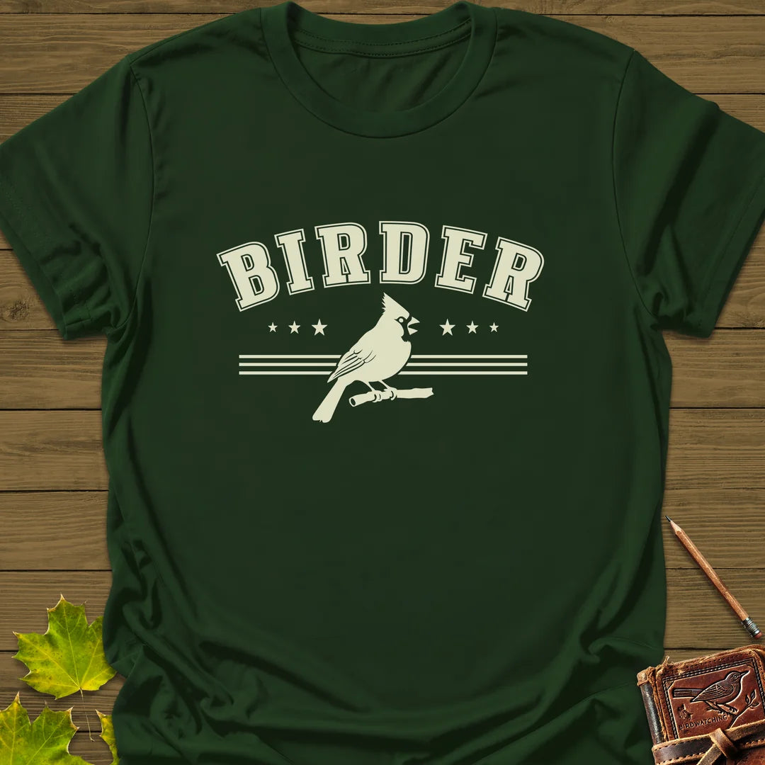 Retro Birder Logo T-Shirt in Forest Green