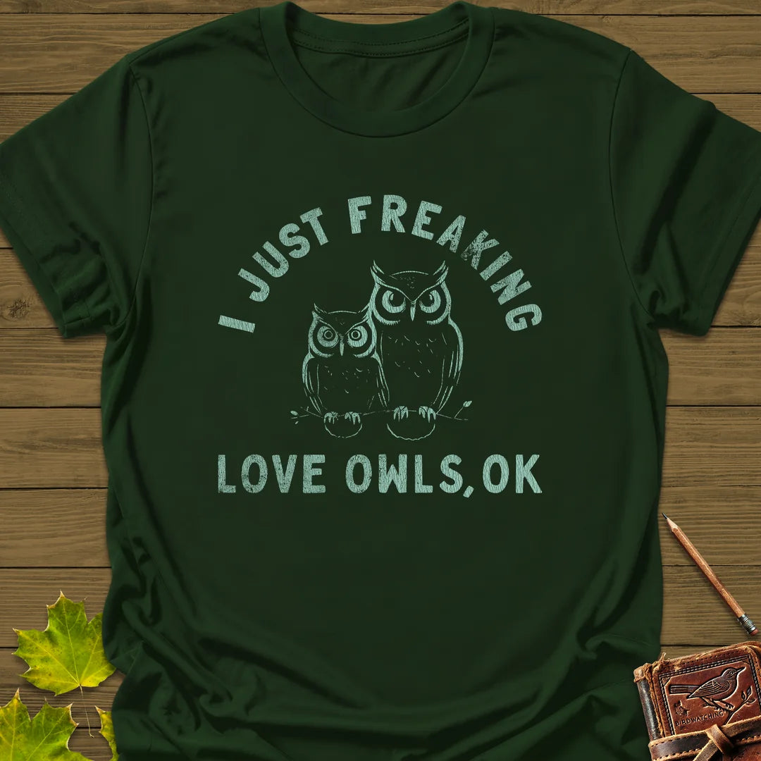 Freaking Love Owls T-Shirt in Forest Green