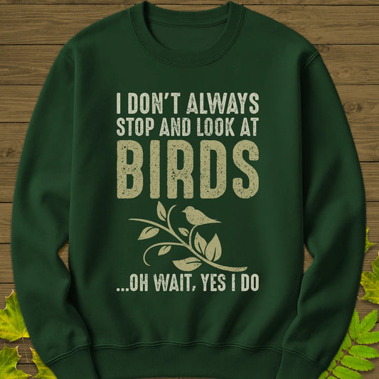 Stop For Birds Sweatshirt in Forest Green