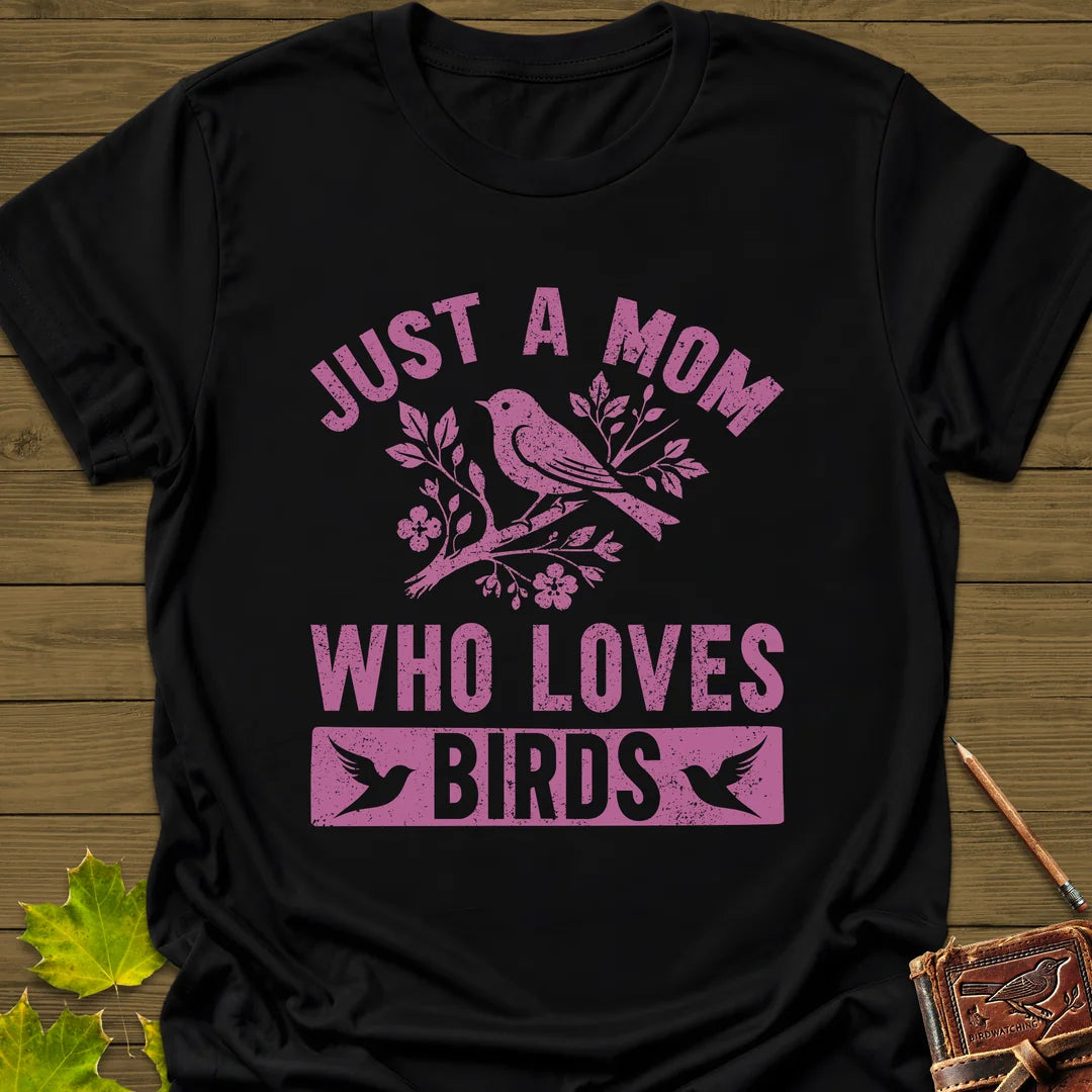 Mom Who Loves Birds T-Shirt in Black
