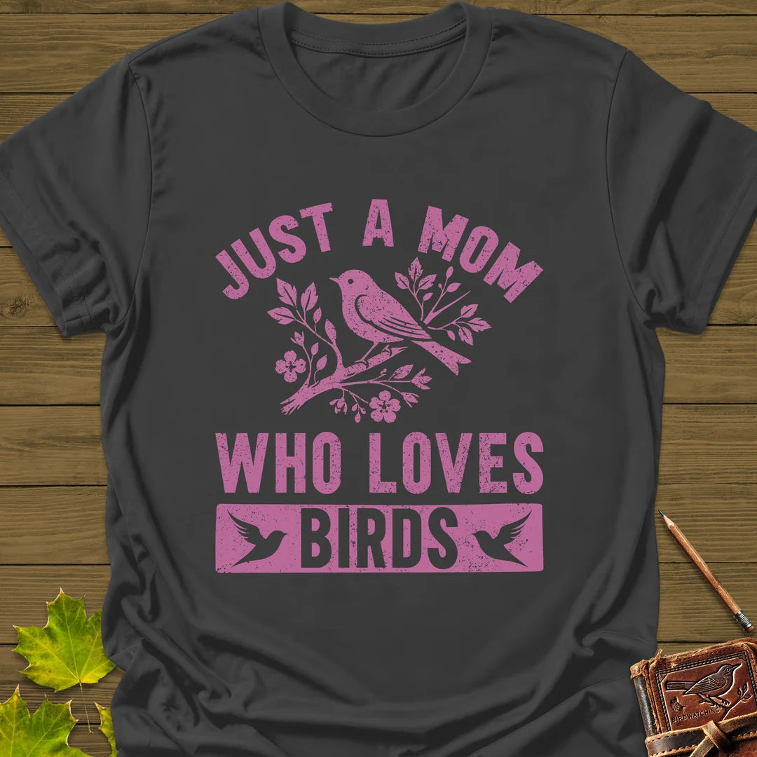 Mom Who Loves Birds T-Shirt in Charcoal