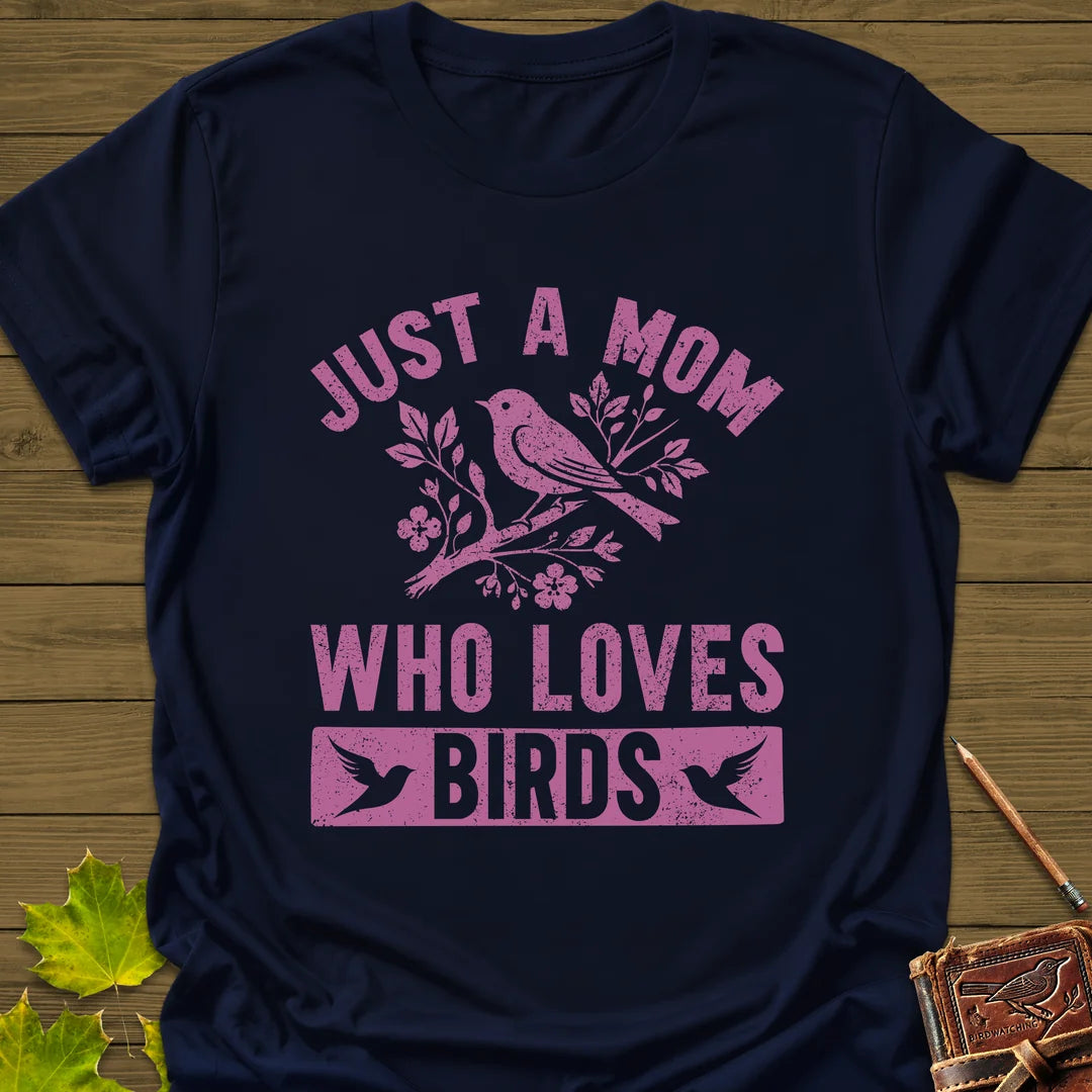 Mom Who Loves Birds T-Shirt in Navy