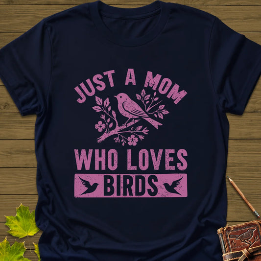 Mom Who Loves Birds T-Shirt in Navy