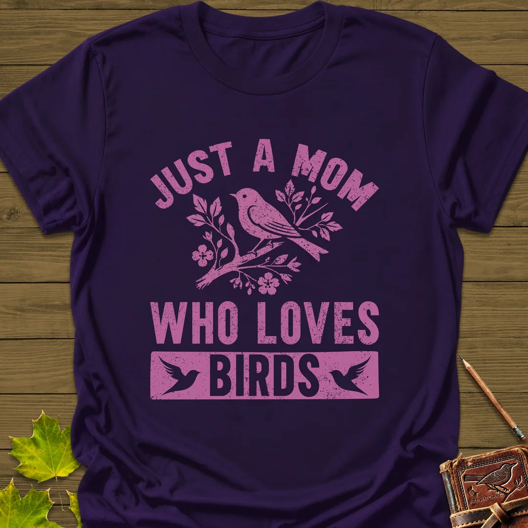 Mom Who Loves Birds T-Shirt in Purple