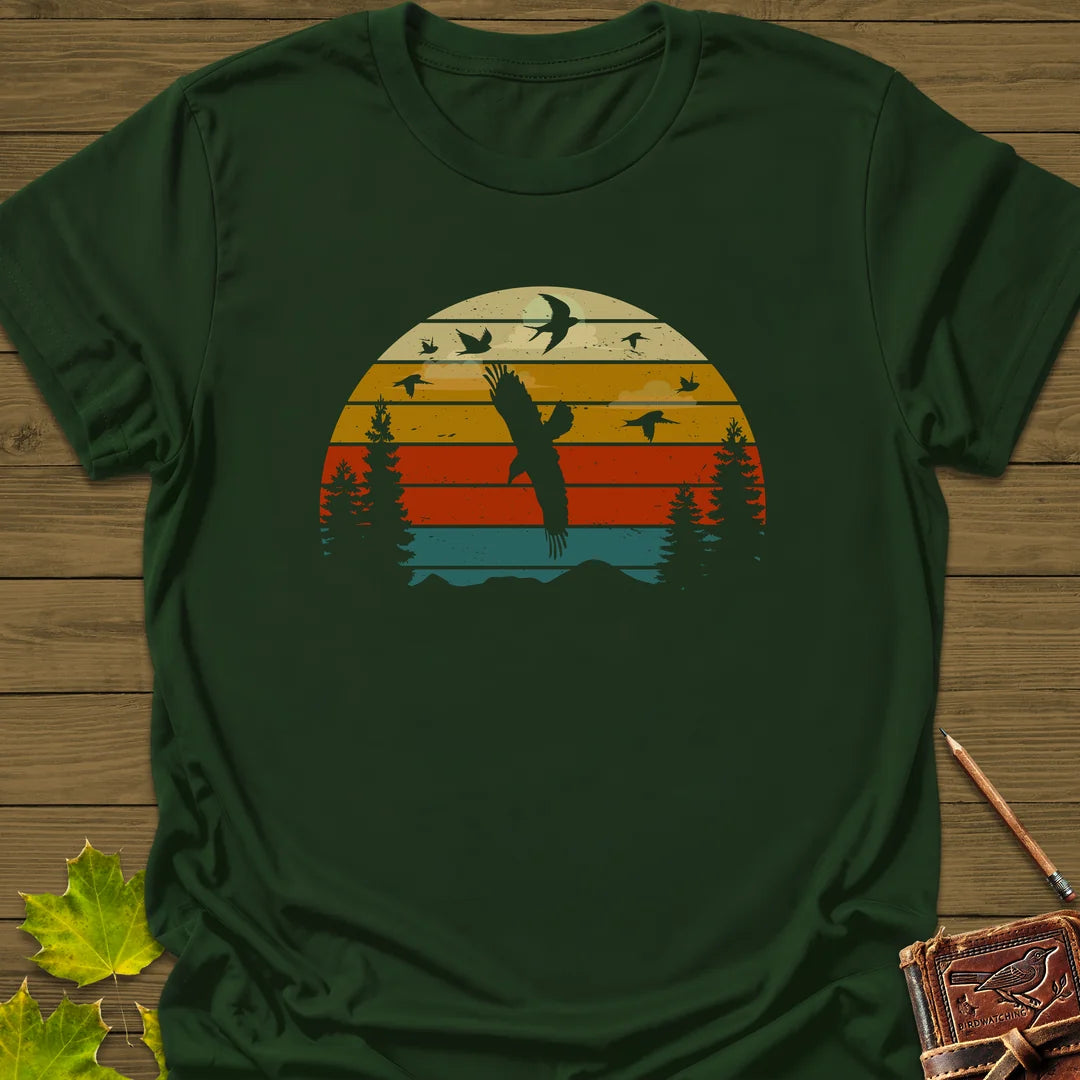 Sunset Migration T-Shirt in Forest Green