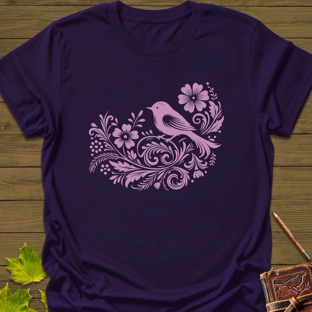Bird and Blooms T-Shirt in Purple