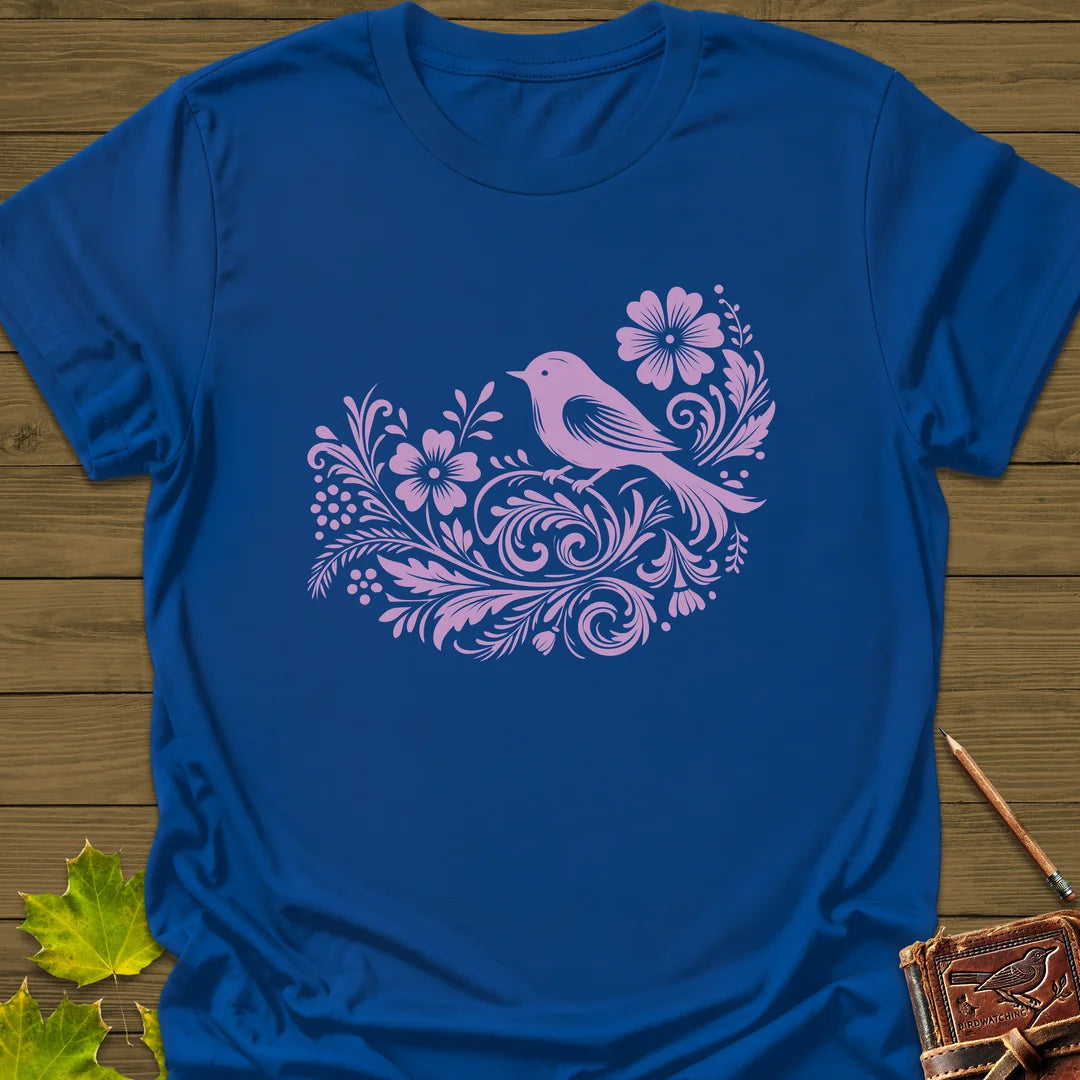 Bird and Blooms T-Shirt in Royal
