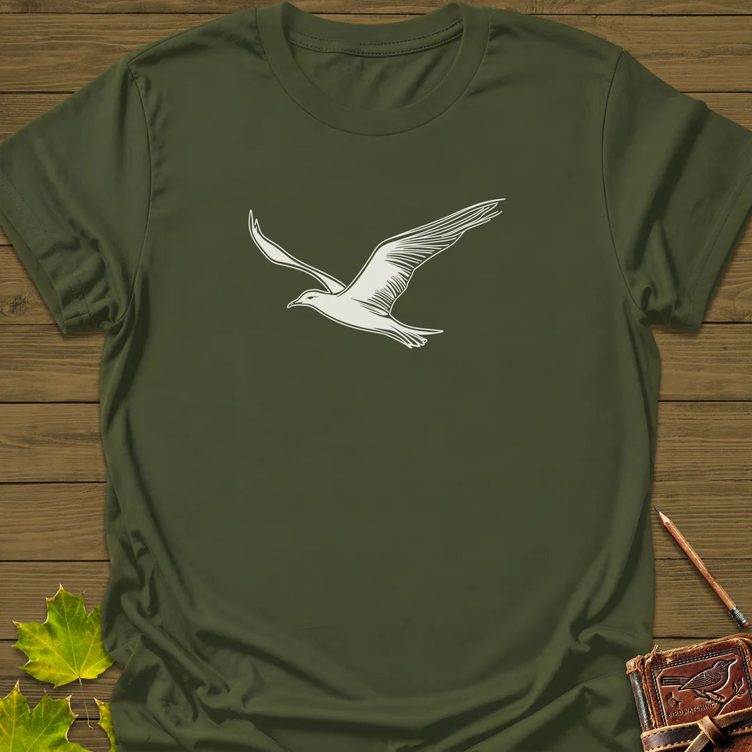 Open Skies Seagull T-Shirt in Military Green