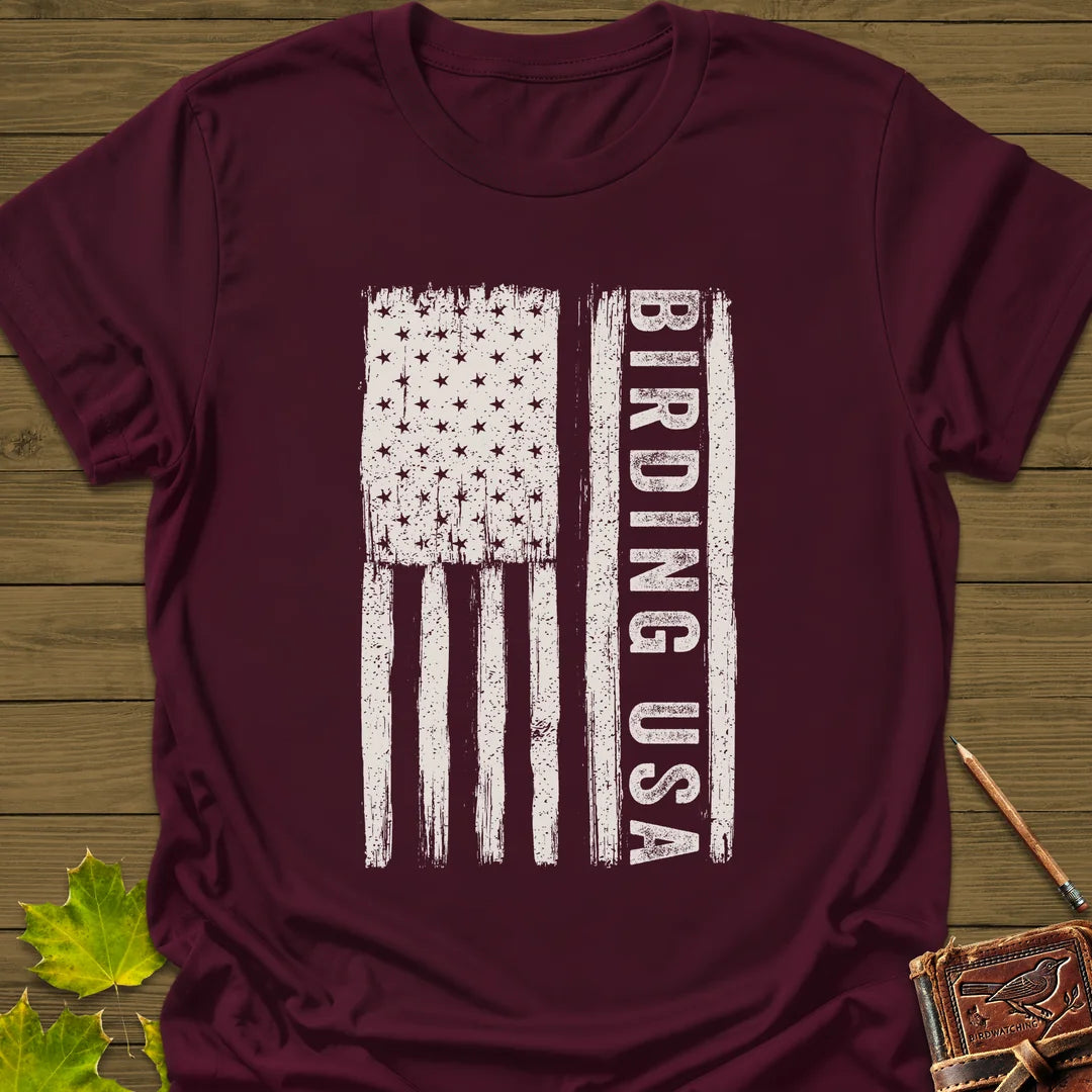 Birding USA T-Shirt in Maroon