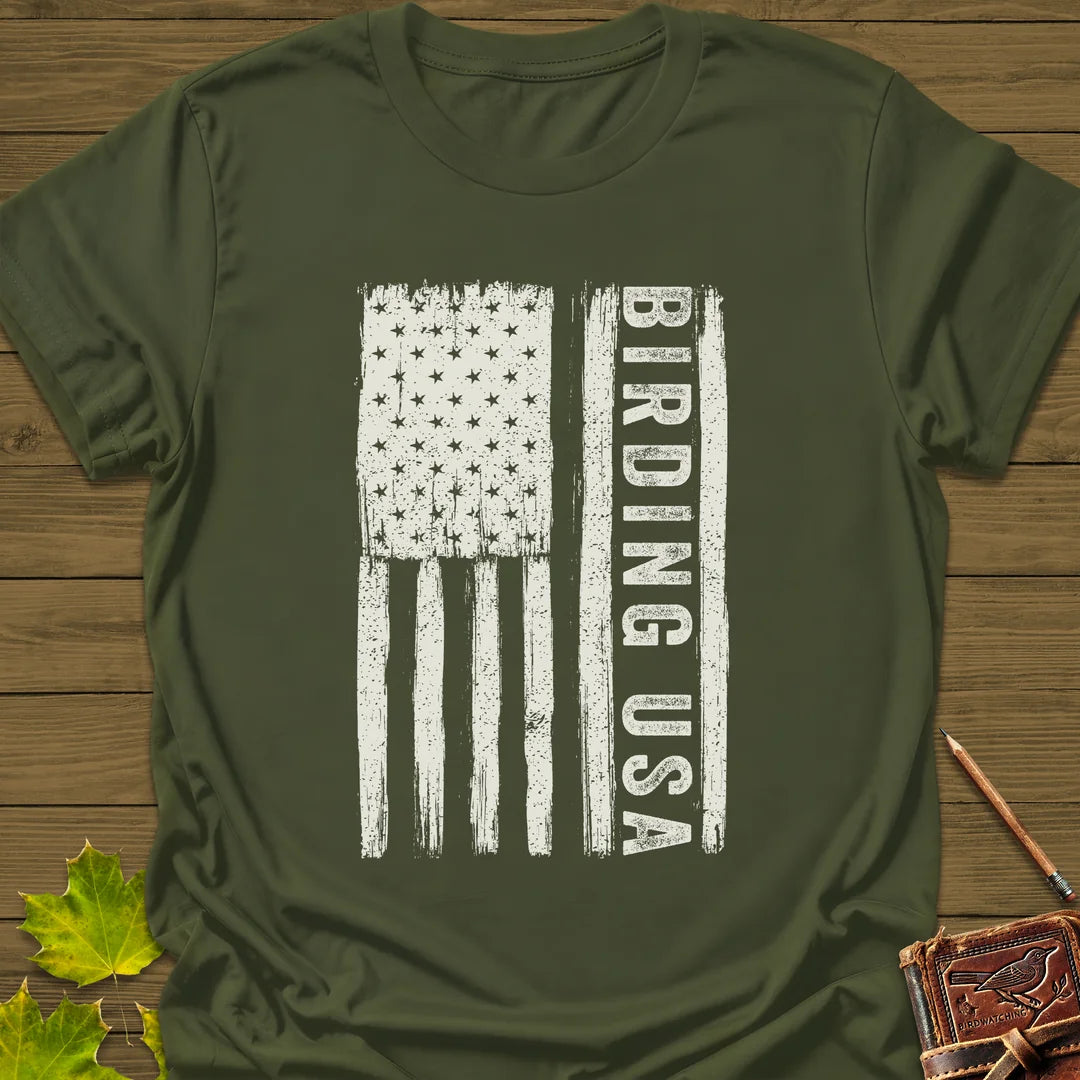 Birding USA T-Shirt in Military Green