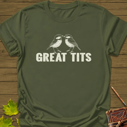 Great Tits T-Shirt in Military Green