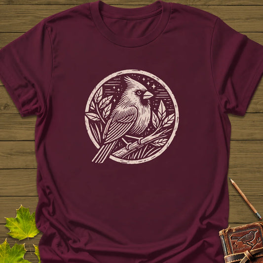 Celestial Cardinal T-Shirt in Maroon