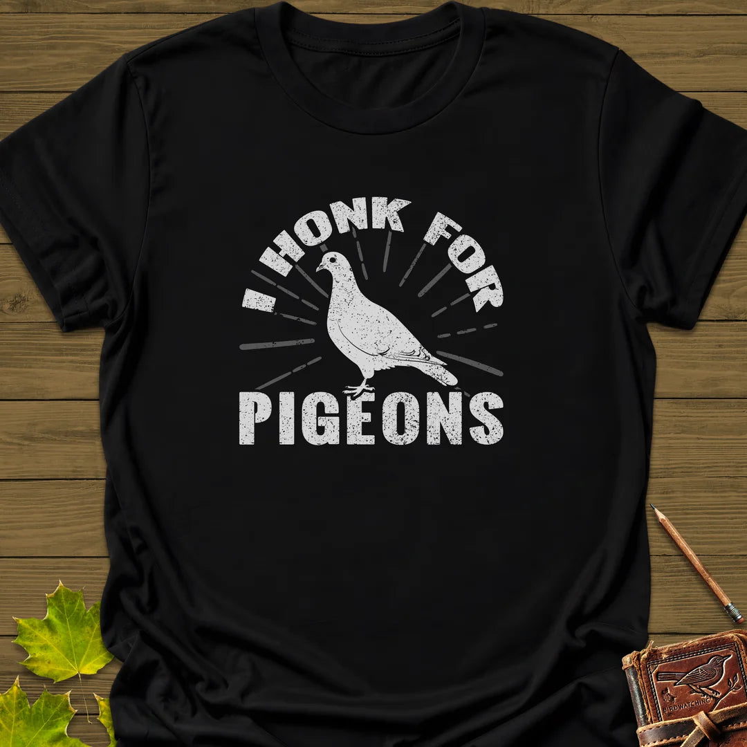 Honk For Pigeons T-Shirt in Black