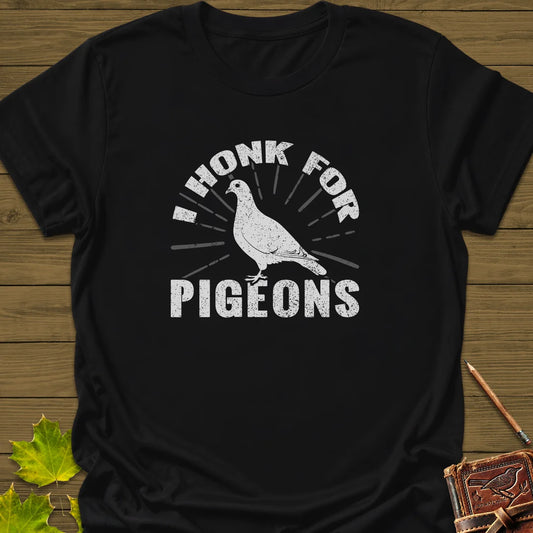 Honk For Pigeons T-Shirt in Black
