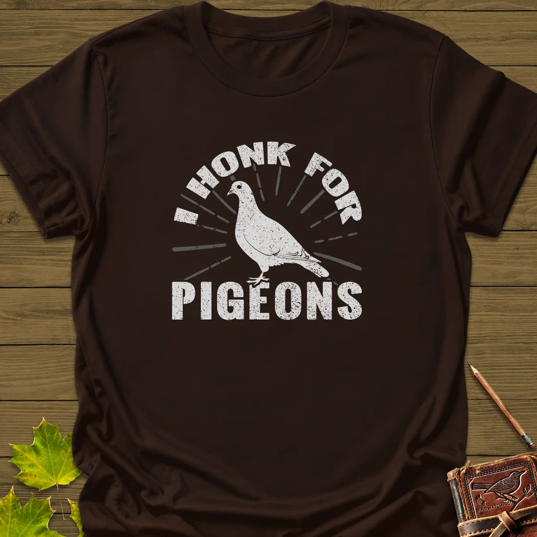 Honk For Pigeons T-Shirt in Dark Chocolate