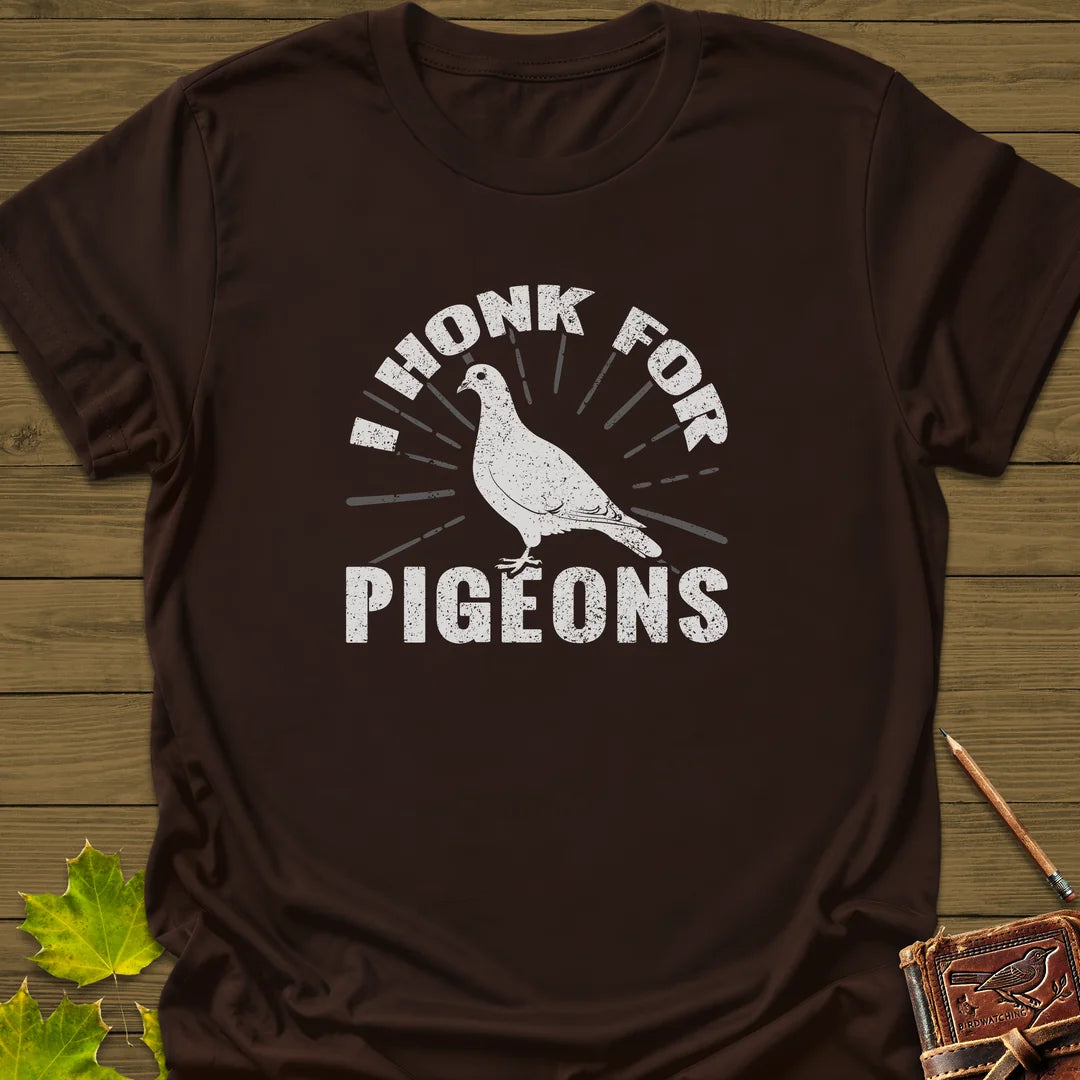 Honk For Pigeons T-Shirt in Dark Chocolate