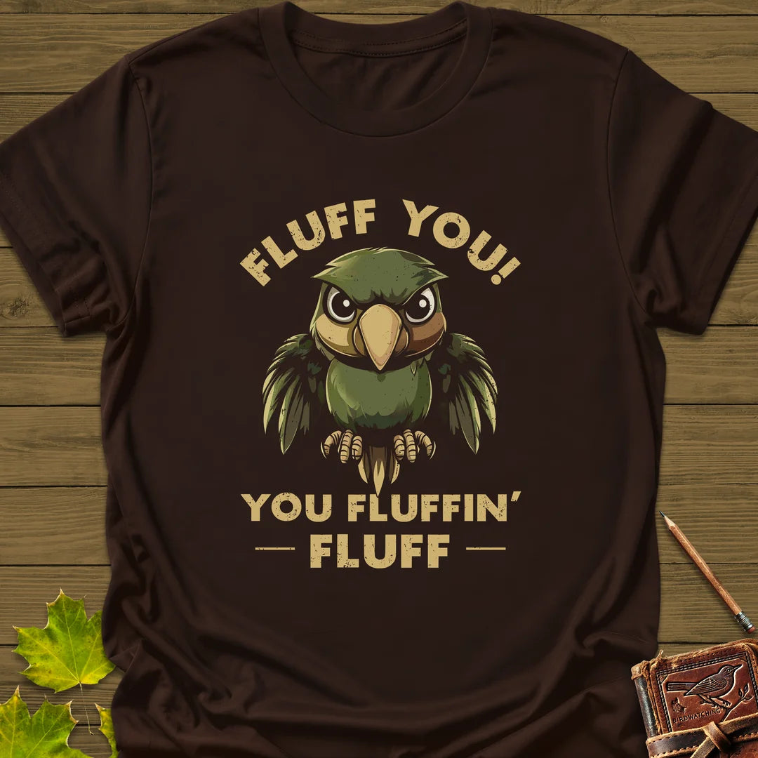 Fluff You Parrot T-Shirt in Dark Chocolate