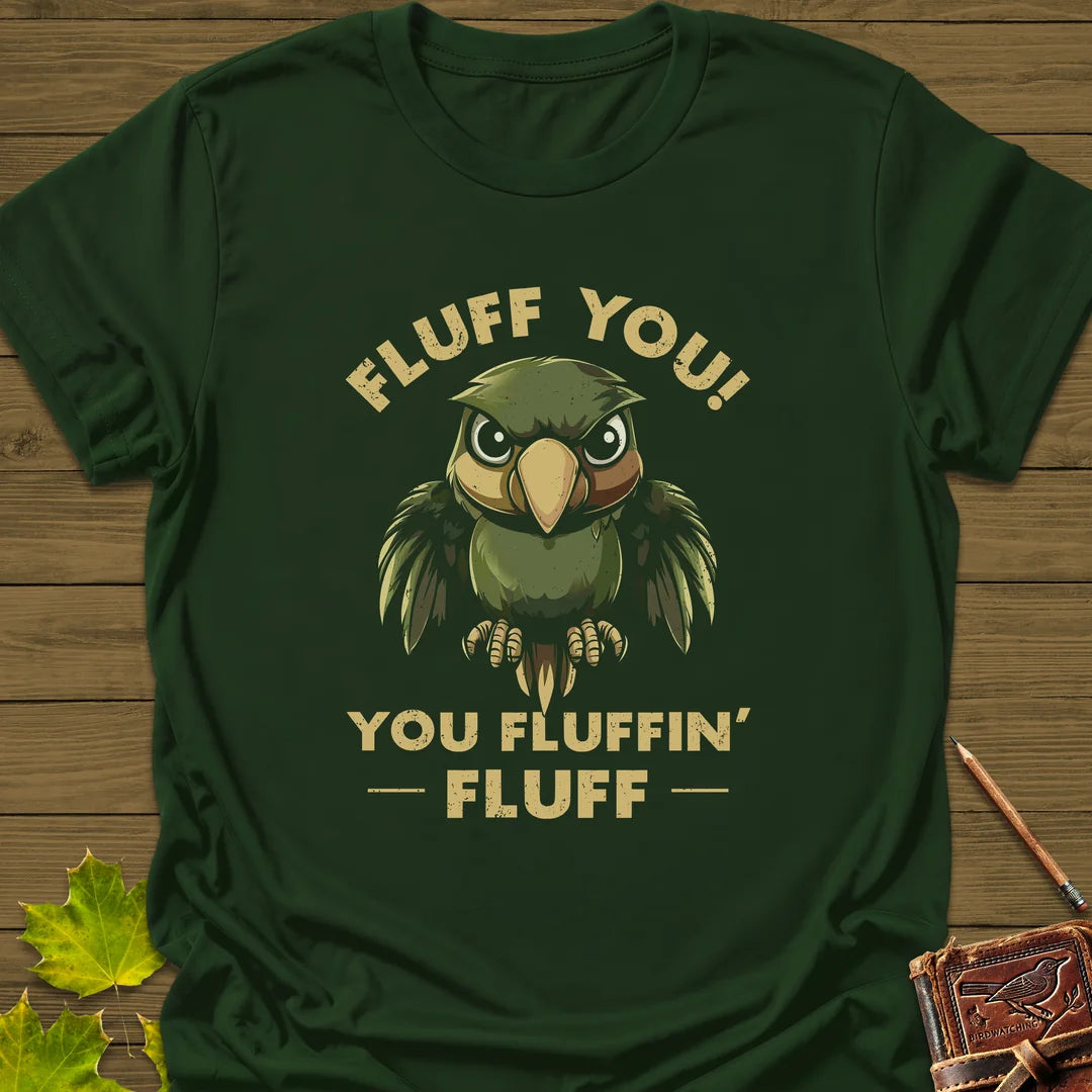 Fluff You Parrot T-Shirt in Forest Green