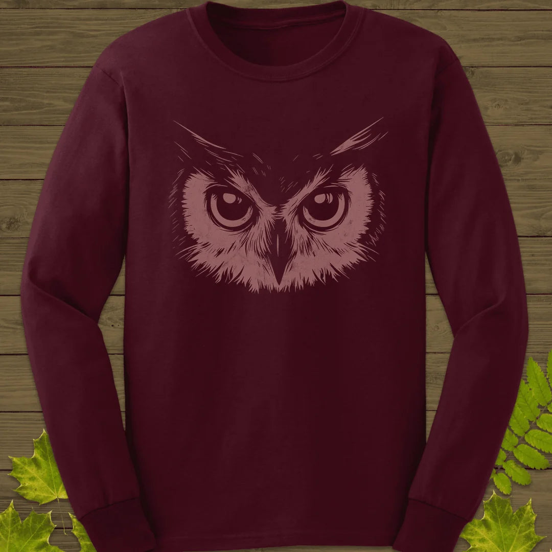 Night Vision Owl Long Sleeve in Maroon