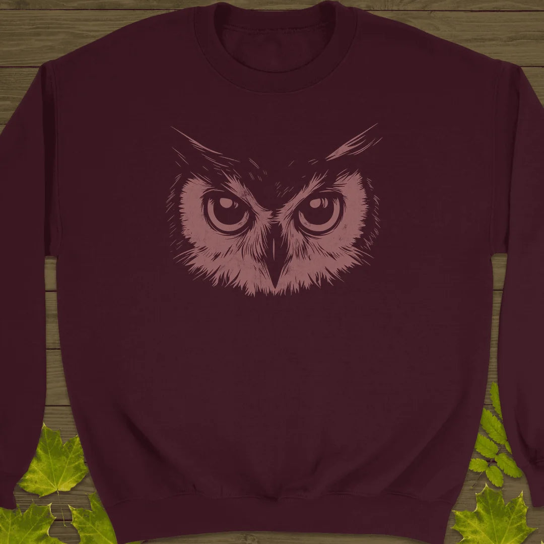 Night Vision Owl Sweatshirt in Maroon