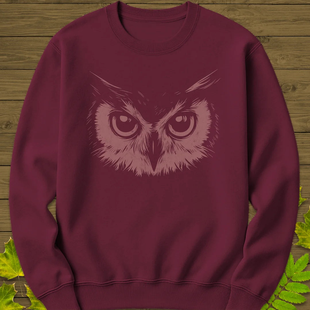 Night Vision Owl Sweatshirt in Maroon