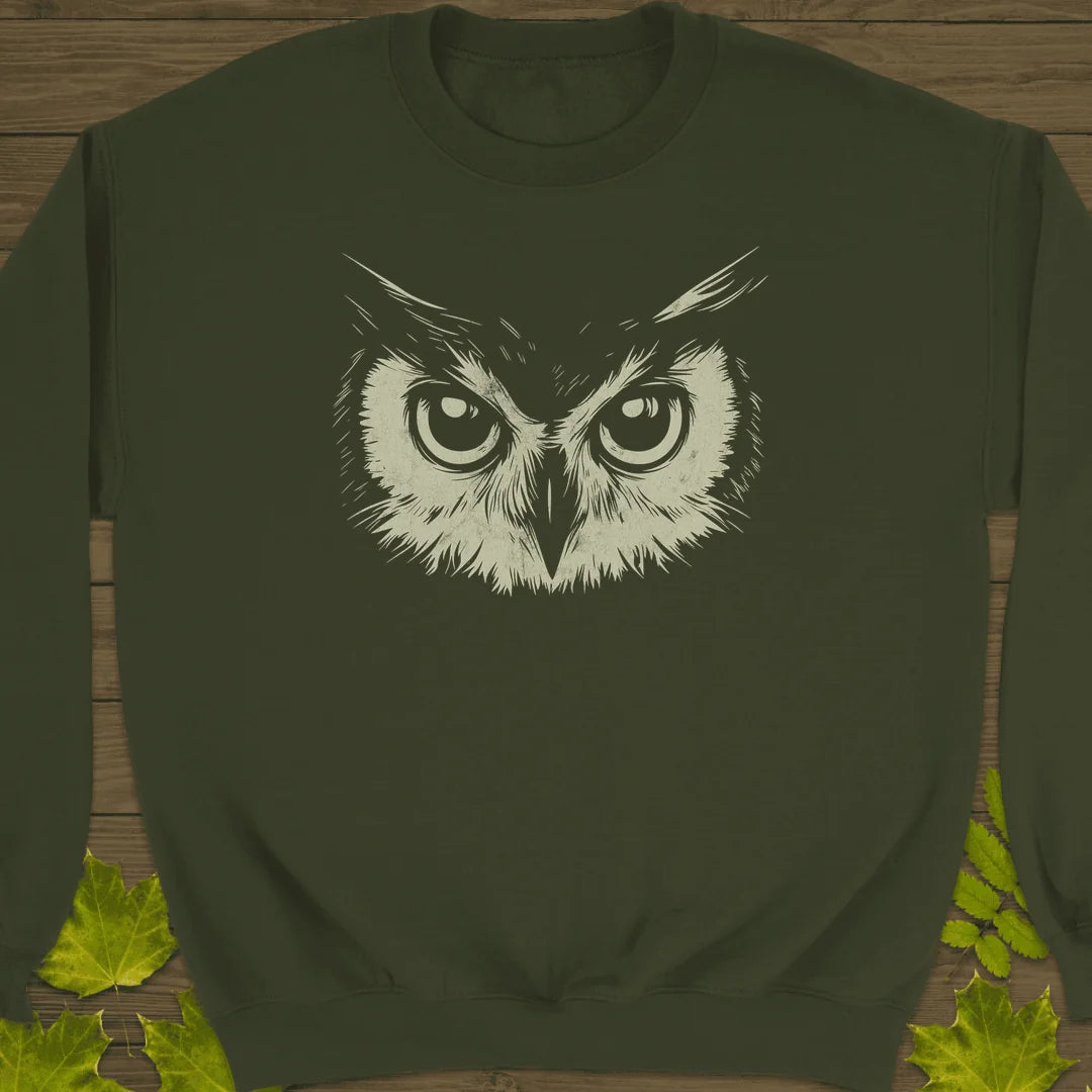 Night Vision Owl Sweatshirt in Military Green