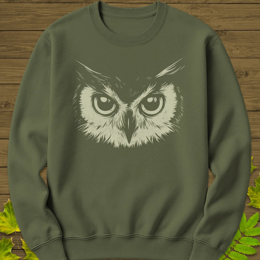 Night Vision Owl Sweatshirt in Military Green