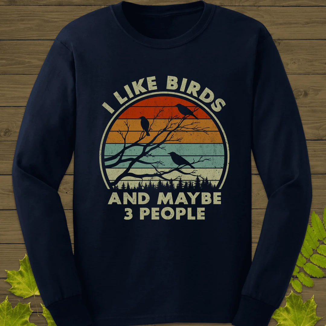I Like Birds Long Sleeve in Navy