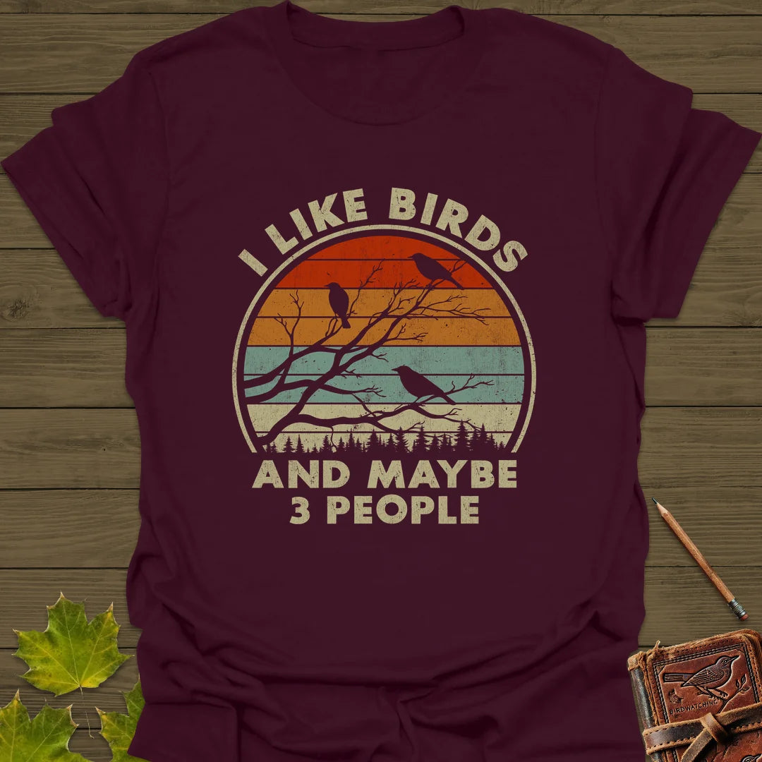 I Like Birds T-Shirt in Maroon