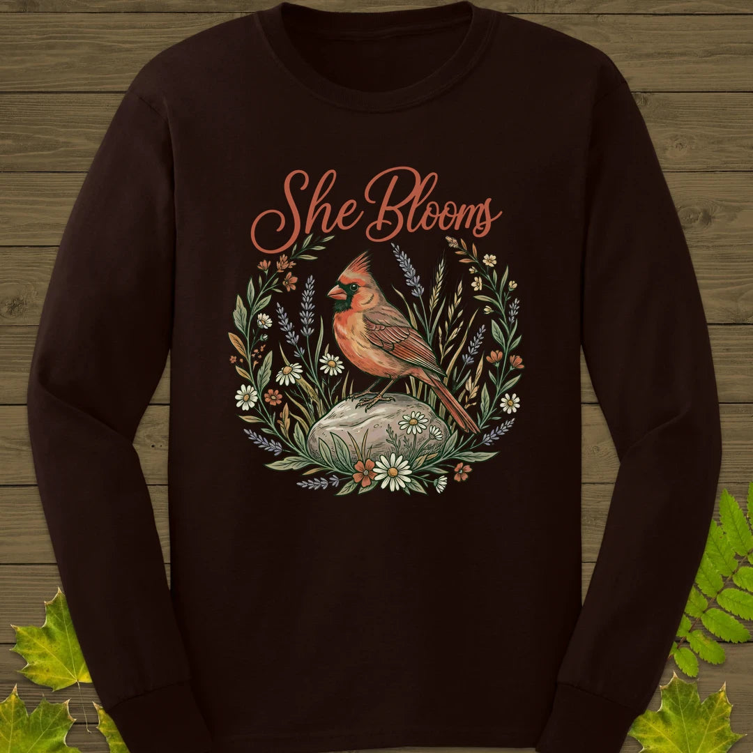 She Blooms Long Sleeve Dark Chocolate