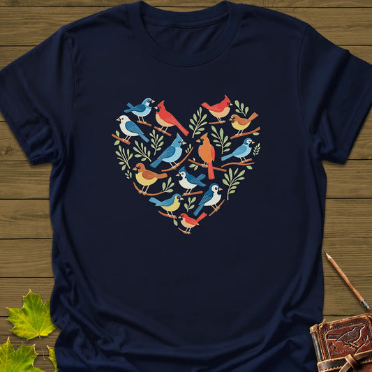 Heart Full of Birds T-Shirt in Navy
