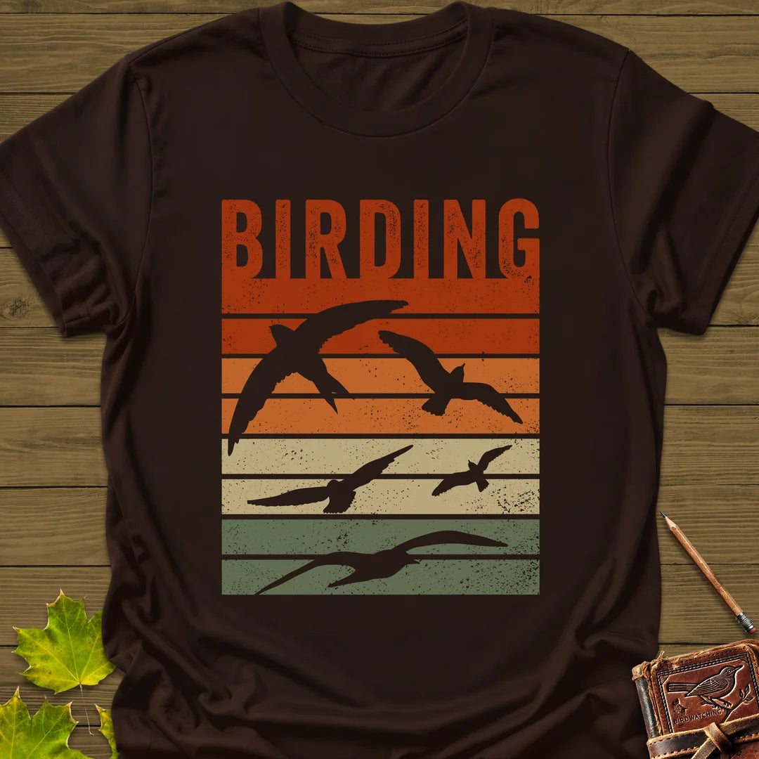 Vintage Birding Sunset T-Shirt in Dark Chocolate