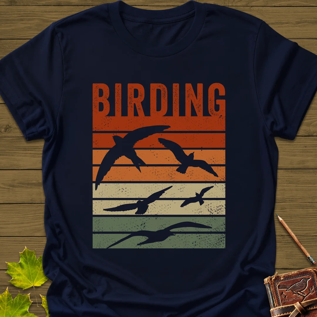 Vintage Birding Sunset T-Shirt in Navy