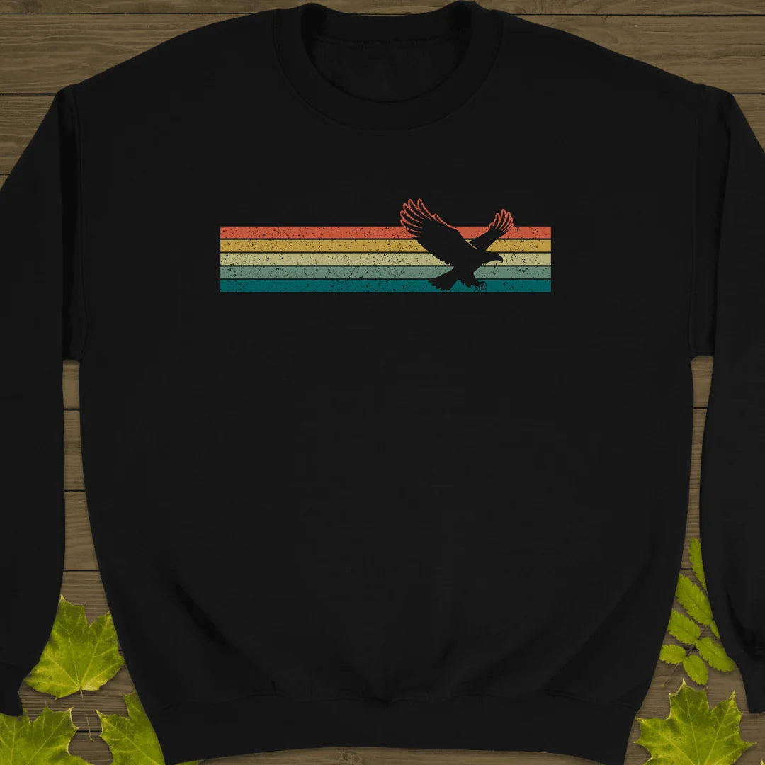 Retro Stripe Eagle Sweatshirt in Black
