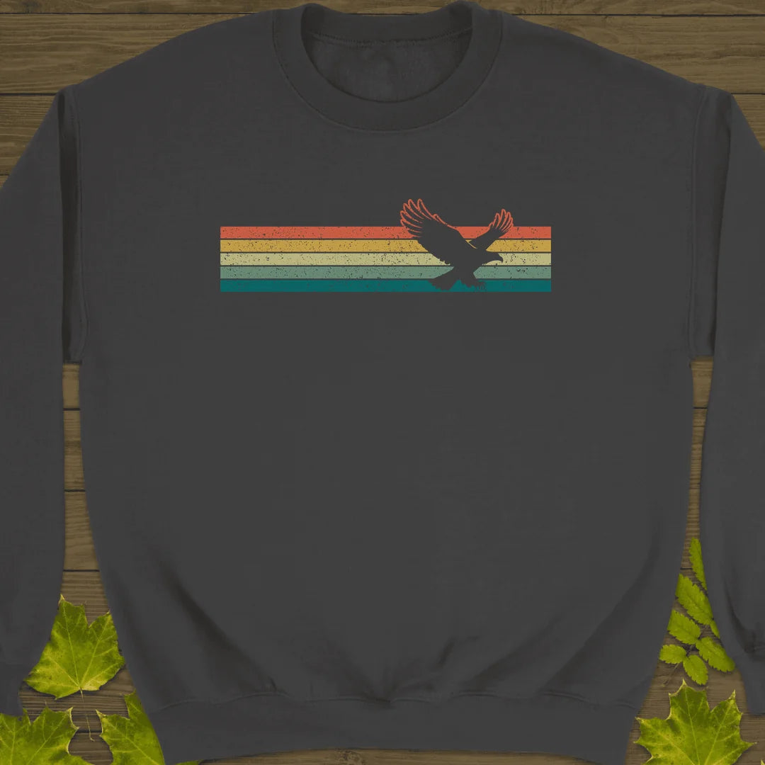 Retro Stripe Eagle Sweatshirt in Charcoal