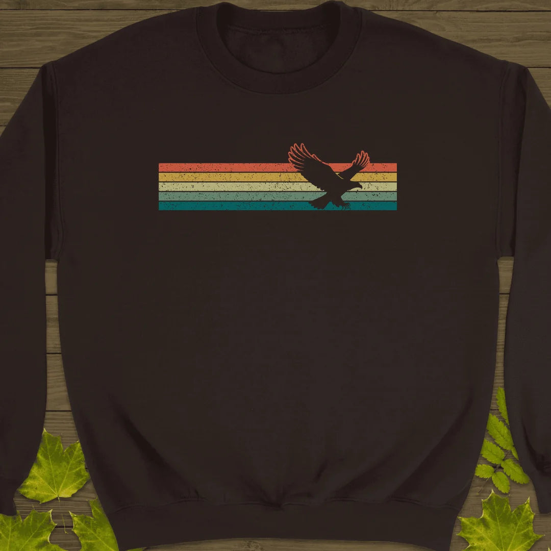 Retro Stripe Eagle Sweatshirt in Dark Chocolate
