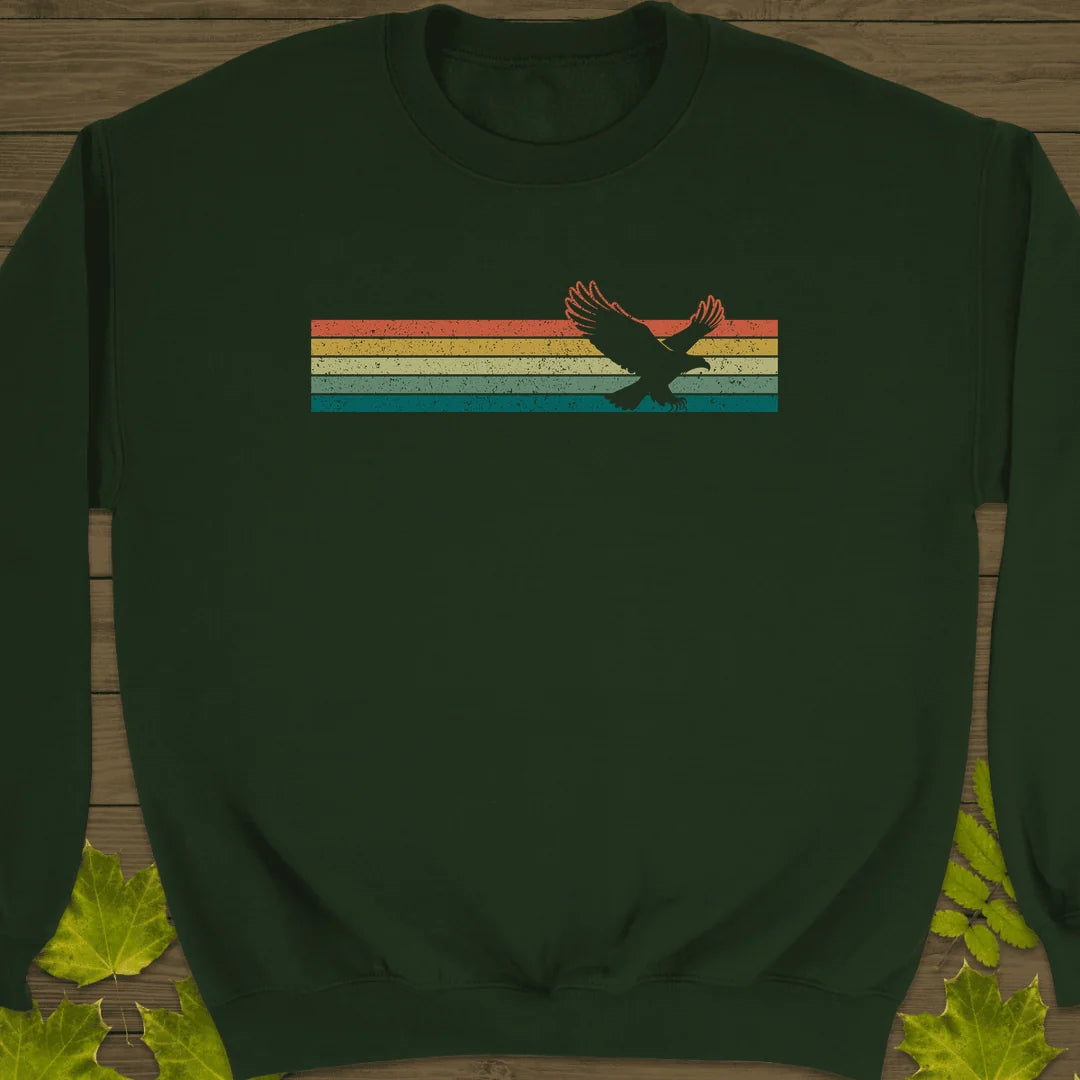 Retro Stripe Eagle Sweatshirt in Forest Green