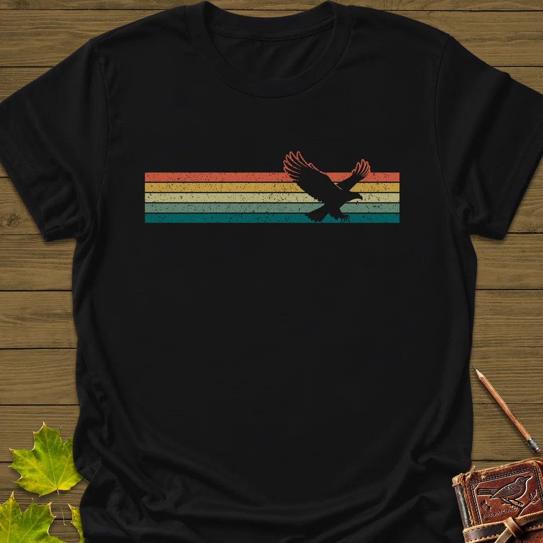 Retro Stripe Eagle T-Shirt in Black