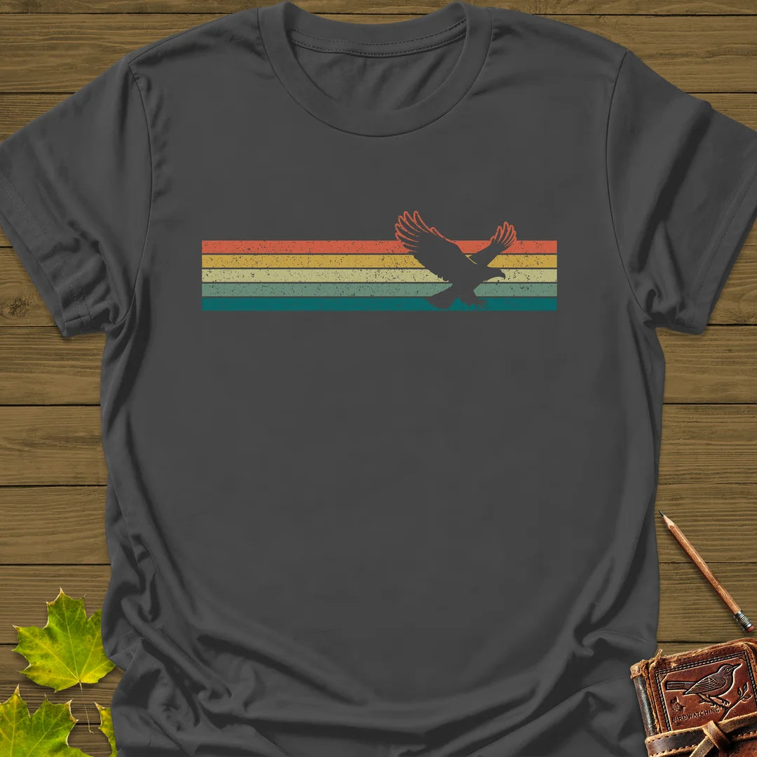 Retro Stripe Eagle T-Shirt in Charcoal