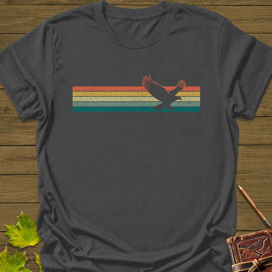 Retro Stripe Eagle T-Shirt in Charcoal