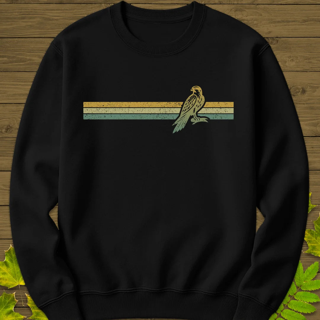 Retro Stripe Falcon Sweatshirt in Black