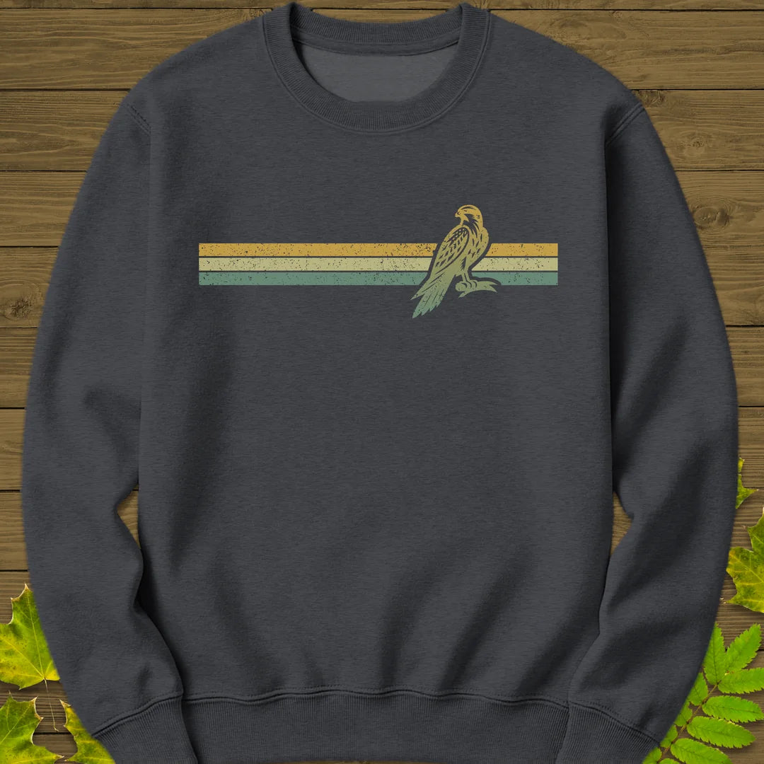 Retro Stripe Falcon Sweatshirt in Dark Heather
