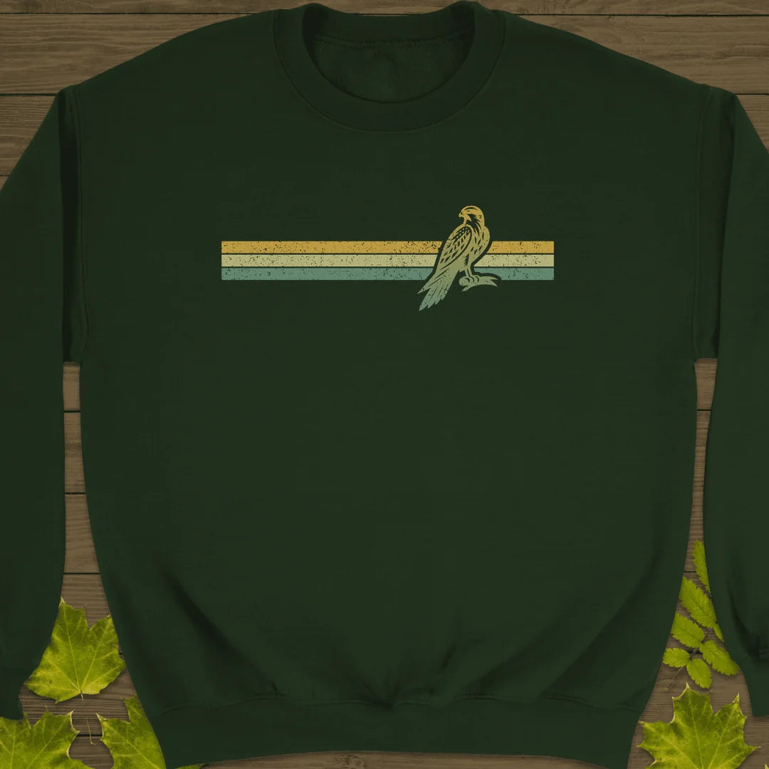 Retro Stripe Falcon Sweatshirt in Forest Green